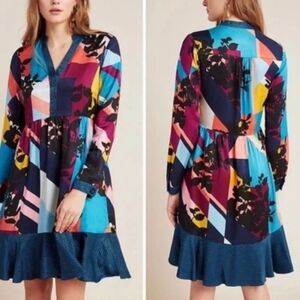 Maeve by Anthropologie Gillian Abstract Shirt Dress Long Sleeve 1X